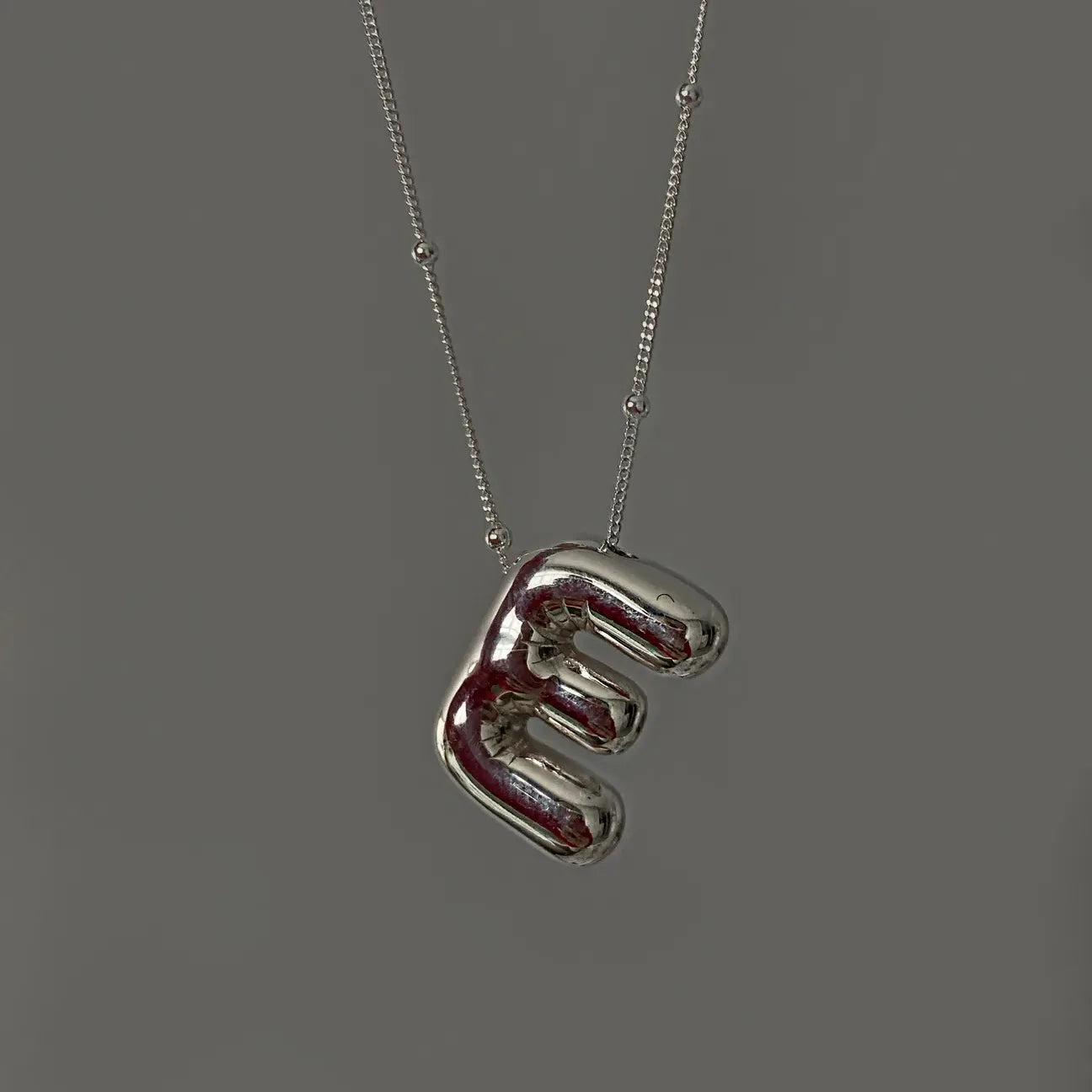 Smooth Stainless Steel Bubble letter Initial Pendant Chunky Women Personality Jewelry Gold Plated Balloon 26 Letter Necklaces