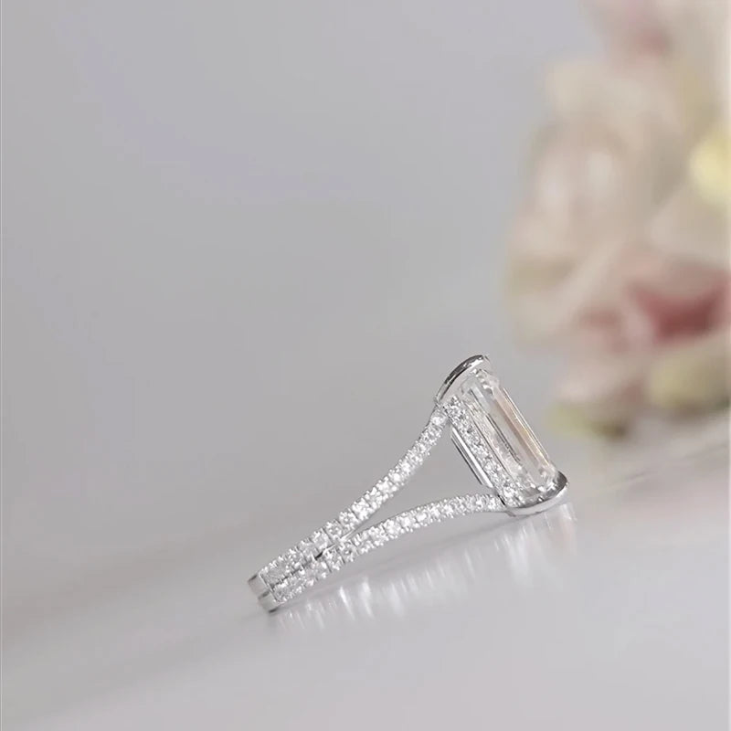 6 Carat Emerald Diamond Ring CVD Diamond IGI Certified Lab Grown Diamond Engagement Ring 14k White Gold