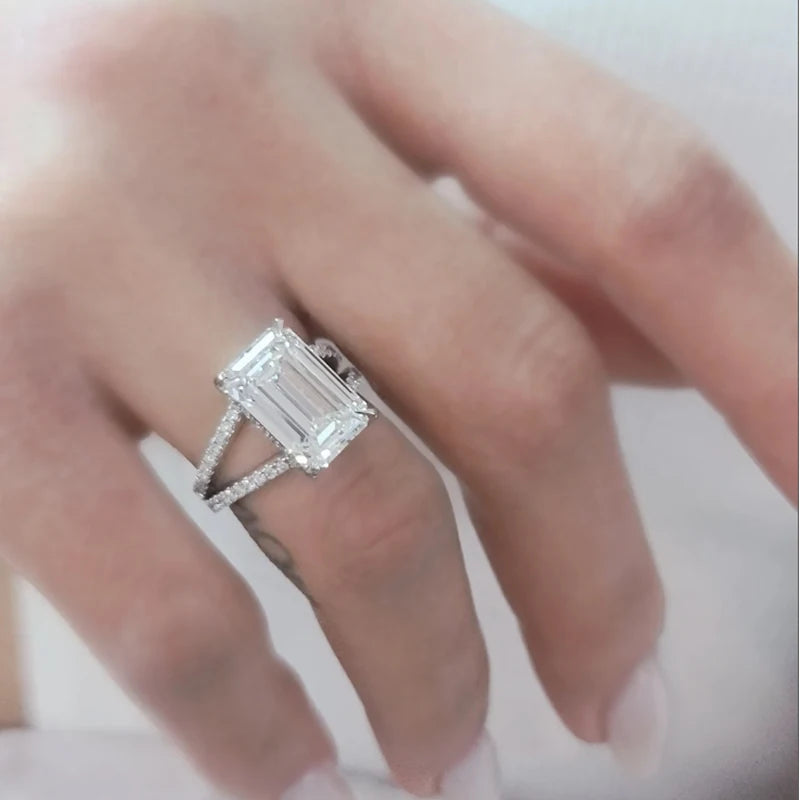 6 Carat Emerald Diamond Ring CVD Diamond IGI Certified Lab Grown Diamond Engagement Ring 14k White Gold