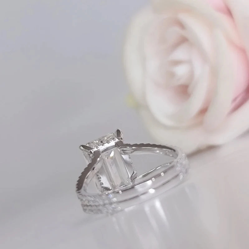 6 Carat Emerald Diamond Ring CVD Diamond IGI Certified Lab Grown Diamond Engagement Ring 14k White Gold