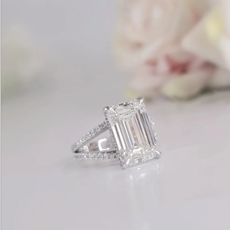 6 Carat Emerald Diamond Ring CVD Diamond IGI Certified Lab Grown Diamond Engagement Ring 14k White Gold