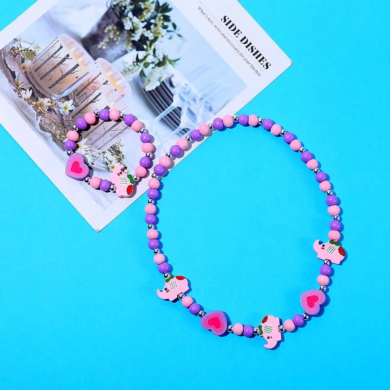 25 styles Cute Animal Flower Cartoon Flower Children's sweater necklace bracelet for children gift cp2585
