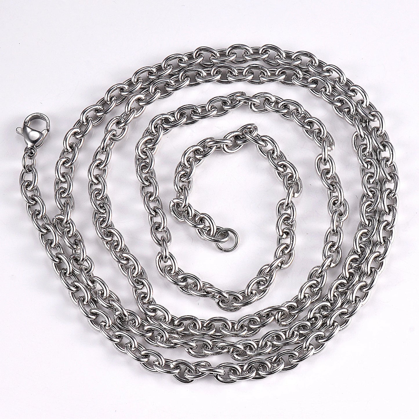 1Pc Width 1.5mm-6mm Stainless Steel Cross O Chain Necklace For Women Men DIY Jewelry Thin Bracelet Necklace