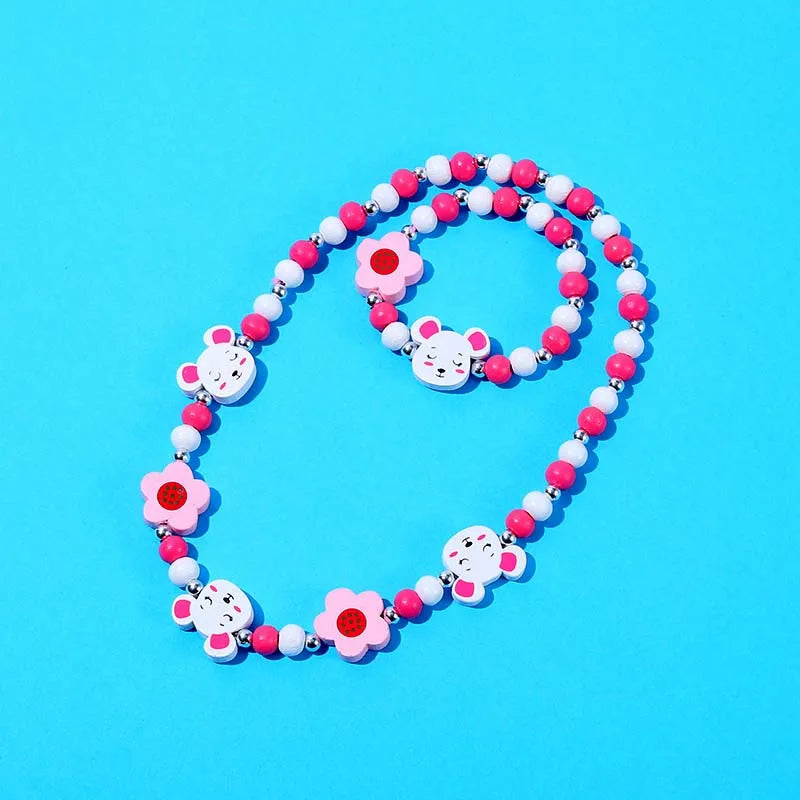 25 styles Cute Animal Flower Cartoon Flower Children's sweater necklace bracelet for children gift cp2585