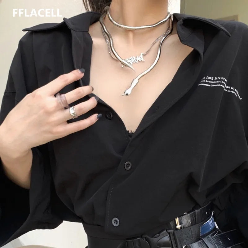 New Punk Hip Hop Metal Adjustable Gold Silver Color Snake Multi-Function Necklace For Women Girls Party Jewelry Wholesale