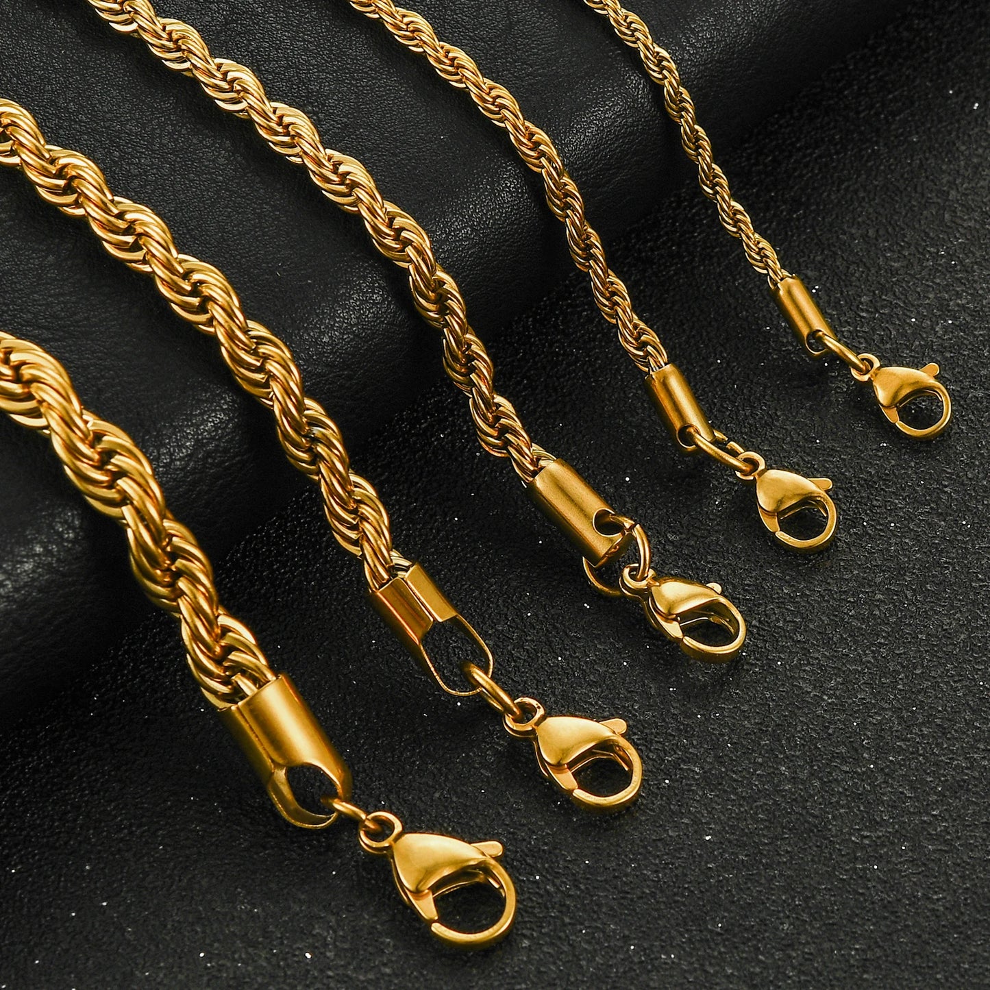 2/3/4/5/6mm Stainless Steel Twisted Rope Chain Necklace for Men Women Gold Color Plated Neck Chains Choker Metal Jewelry Gift