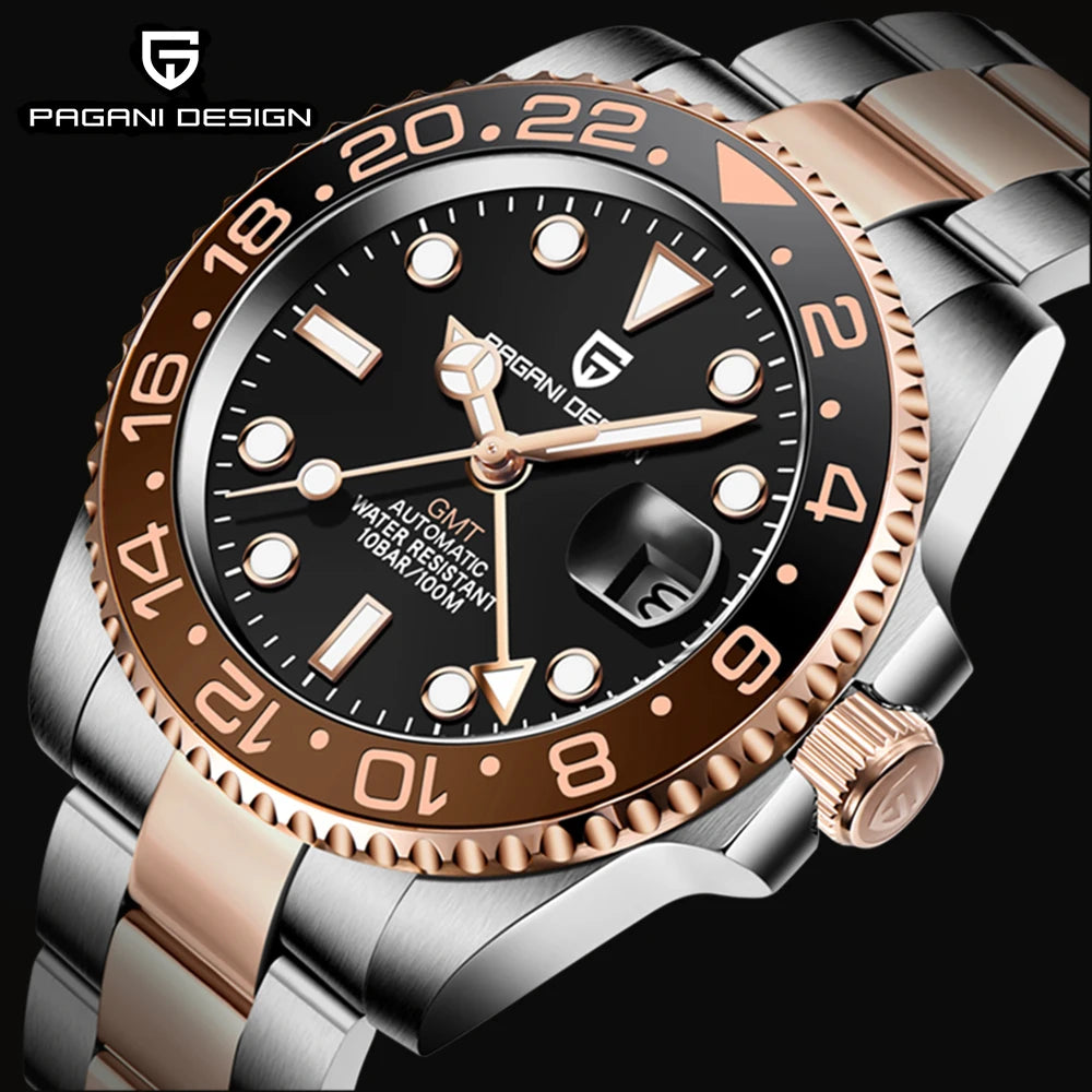 PAGANI DESIGN V3 Version GMT Watches Men's Luxury Sapphire Automatic Mechanical Watch 40MM Stainless Steel Waterproof Watch