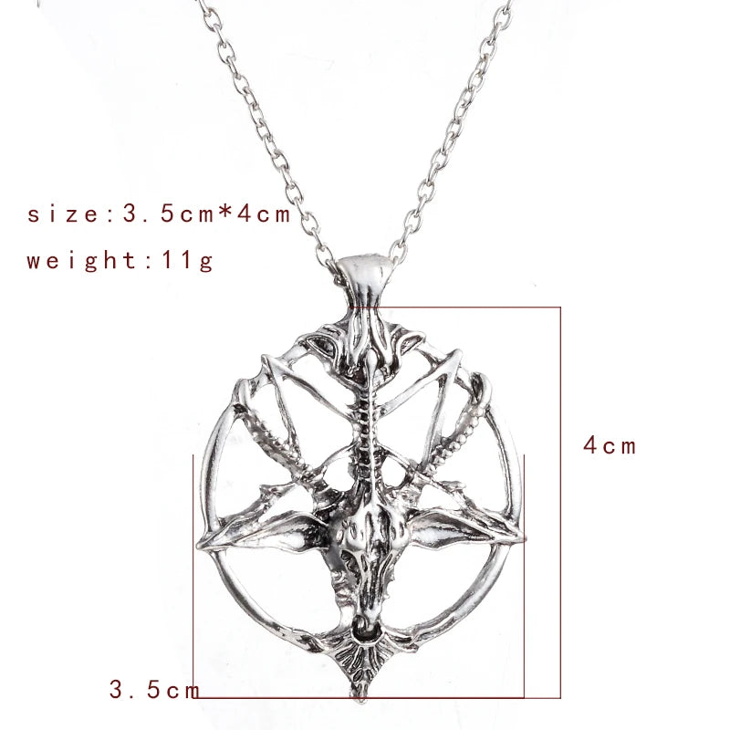 Fashion Jewelry Vintage Charm Women Men Pentagram Pan God Skull Goat Head Pendant Chain Necklaces