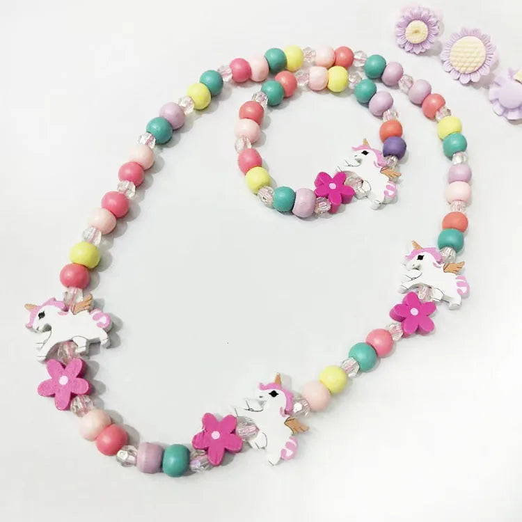 25 styles Cute Animal Flower Cartoon Flower Children's sweater necklace bracelet for children gift cp2585