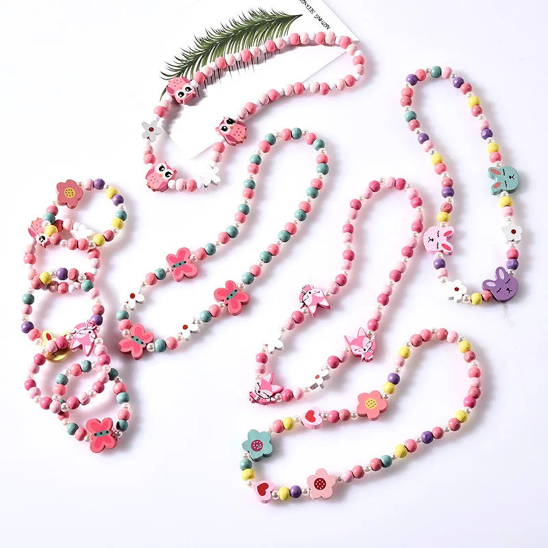 25 styles Cute Animal Flower Cartoon Flower Children's sweater necklace bracelet for children gift cp2585