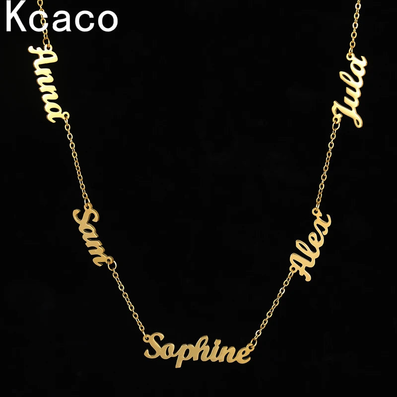 Custom Multiple Personalized Name Necklaces Jewelry Chain Pendant Name Gold Color Necklace for Women Men Stainless Steel Gifts