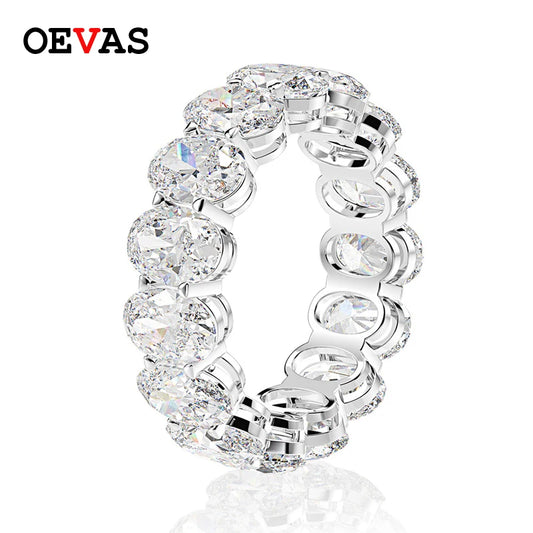 OEVAS 100% 925 Sterling Silver Oval High Carbon Gemstone Engagement Ring Party Cluster Ring Wedding Band Fine Jewelry Wholesale