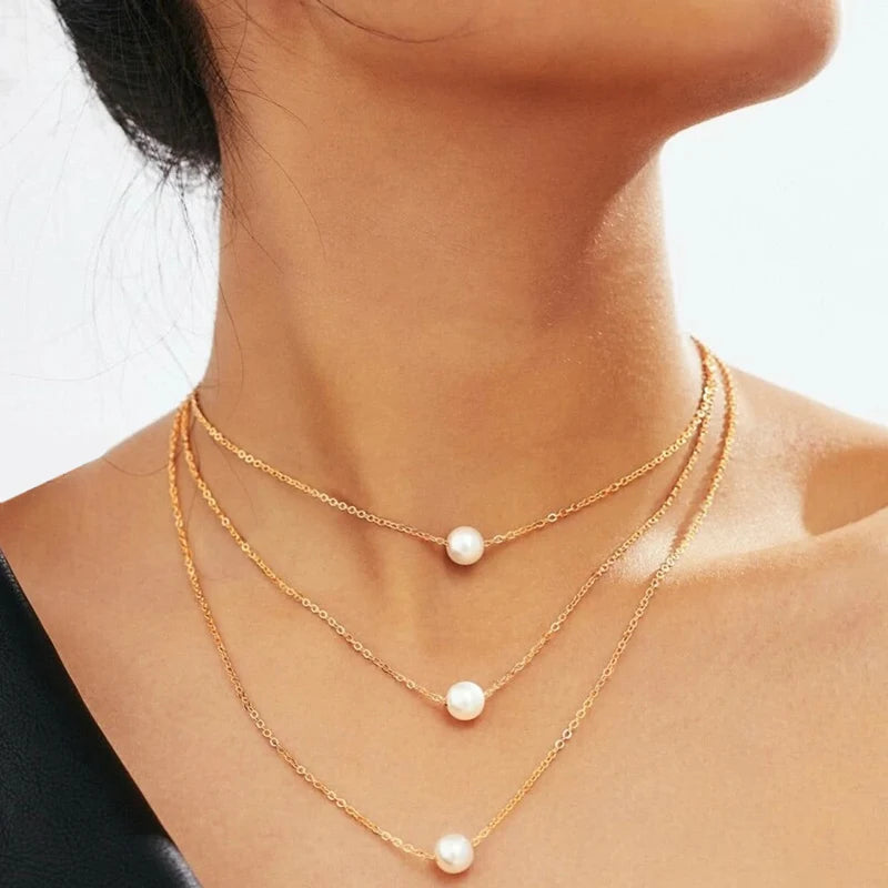 YWZIXLN 2021 Trend Elegant Jewelry Wedding Big Pearl Necklace For Women Fashion White Imitation Pearl Choker Necklace N0179