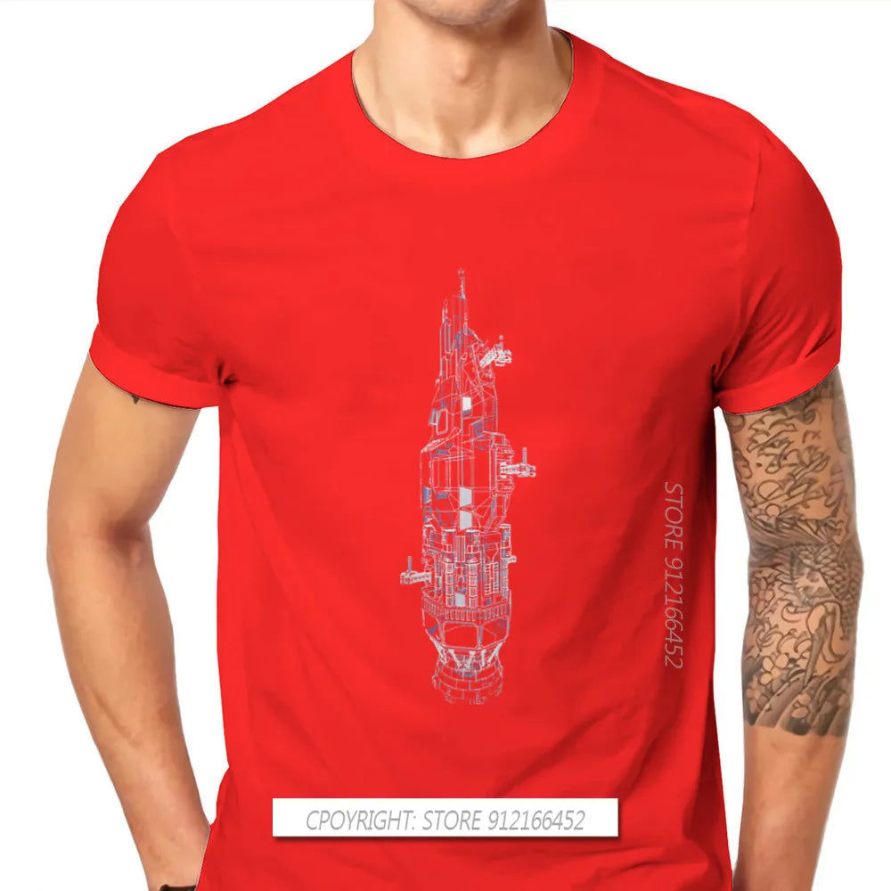 Rocinante Technical Blueprint TShirt The Expanse TV New Design Gift Idea T Shirt For Men CCCP Rocket Mars Graphic T-shirts
