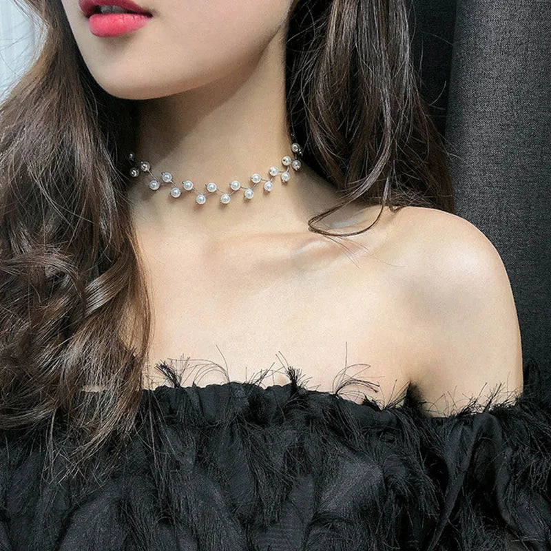 Trendy Pearl Necklace Korean Fashion Jewelry for Women Neck Chain Choker Collar Accessories Gift Short Necklace Chain Female