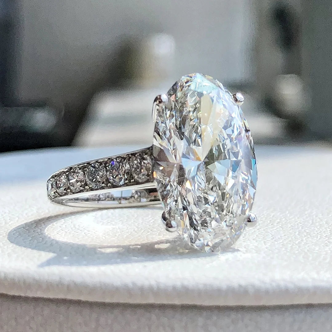 AJ2024 Lab Diamonds Ring White Diamonds Oval Shape 5.78ct F VS2 G18K White Gold Lab Diamonds Jewelries