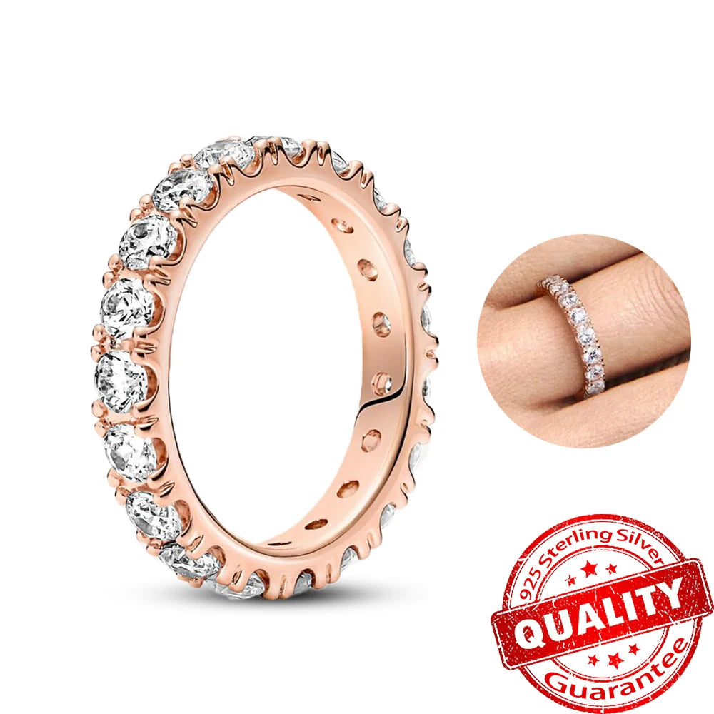 Sparkling Black Row Eternity Diamond Ring 925 Sterling Silver Freshwater Cultured Pearls Finger Open Ring for Women Jewelry Gift