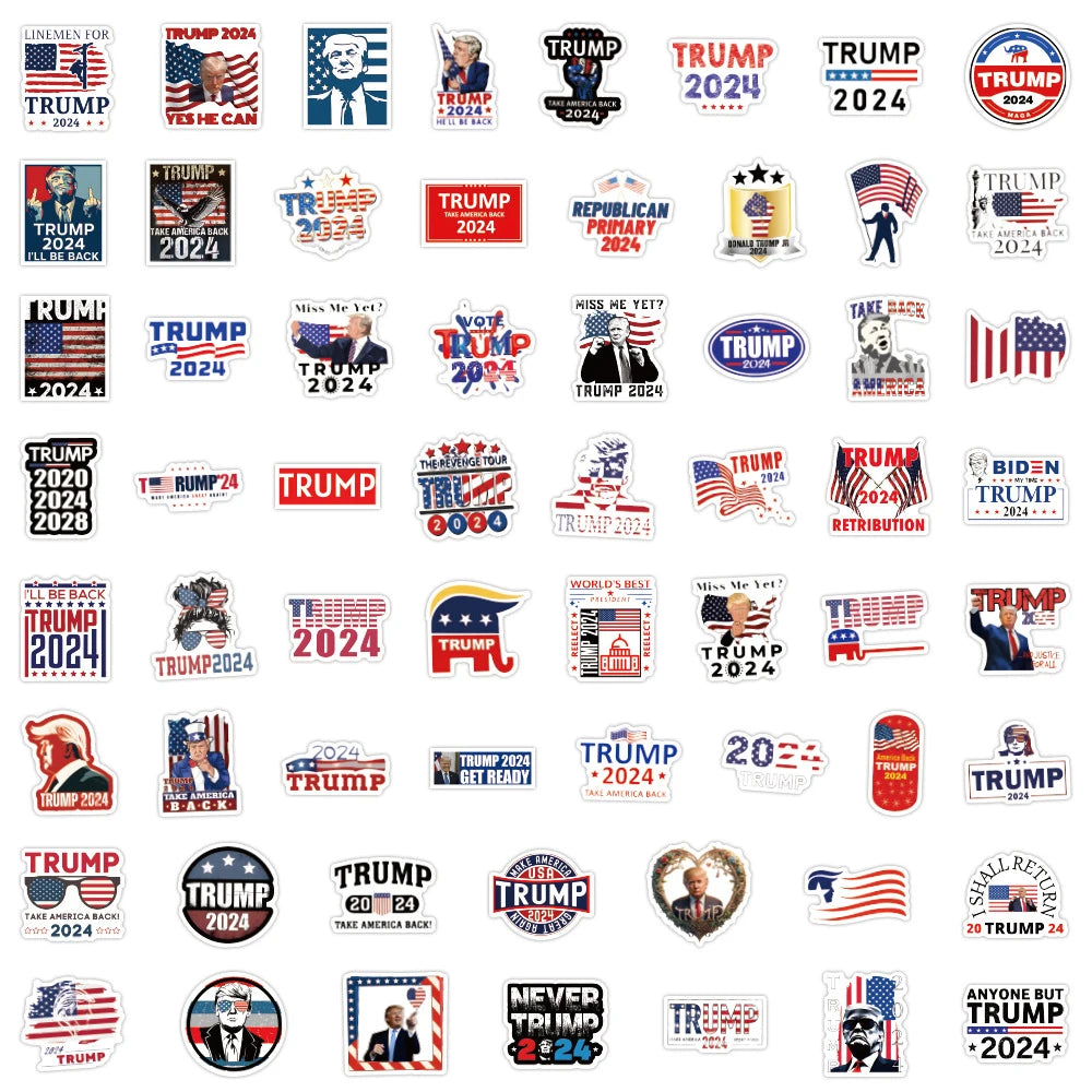 10/30/50/120pcs Funny Trump 2024 Stickers Stickers Cool Graffiti Sticker Phone Laptop Notebook Cartoon Waterproof DIY Decals Toy