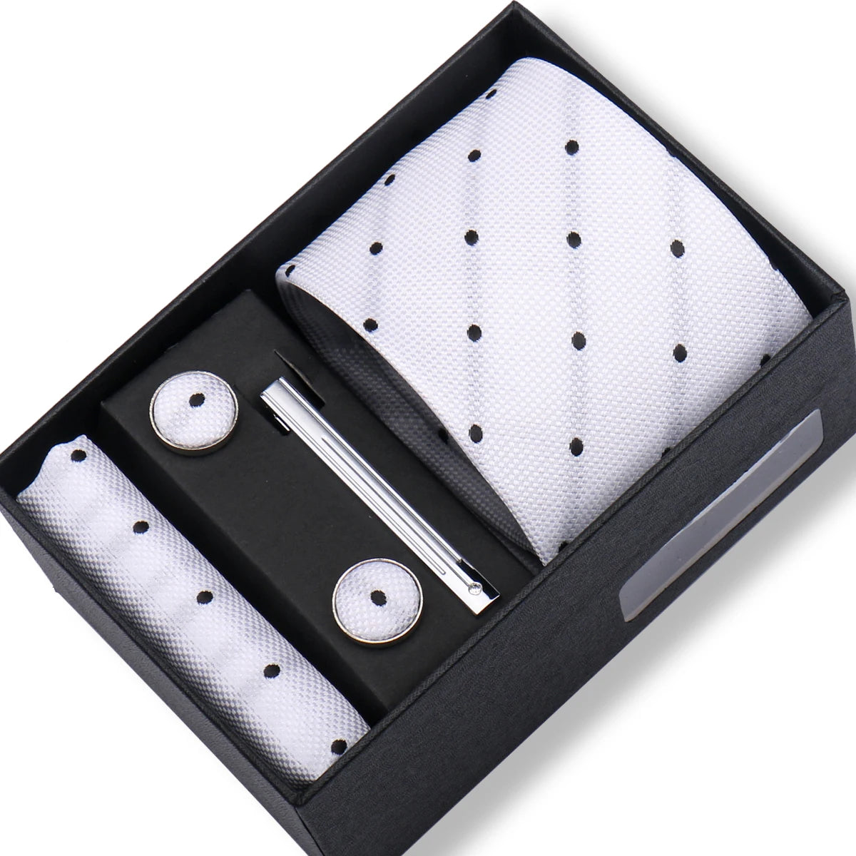 Fashion Elegant Men's Necktie Gift Box Striped Tie Handchief Cufflink Tie Clip 4 pcs Set Wedding Business Party Suit Accessories