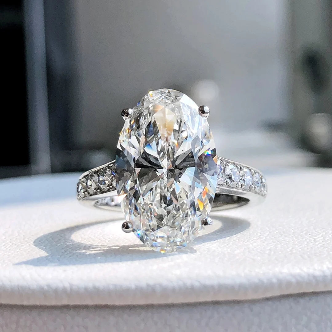 AJ2024 Lab Diamonds Ring White Diamonds Oval Shape 5.78ct F VS2 G18K White Gold Lab Diamonds Jewelries