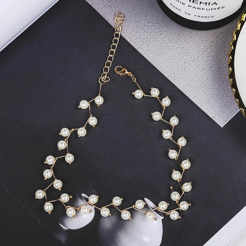 Trendy Pearl Necklace Korean Fashion Jewelry for Women Neck Chain Choker Collar Accessories Gift Short Necklace Chain Female