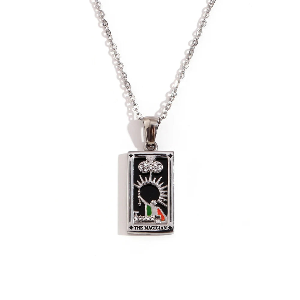 E.B.belle Original New Tarot Queen Lover Magician Moon Necklace Tarnish Free Stainless Steel Jewelry 18K Gold Plated Decoration