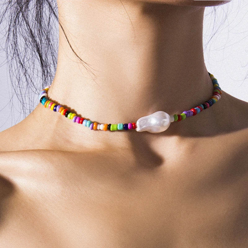 Bohemian Multilayer Handmade Beads Chain Fashion Necklaces Tassels Colorful Crystal Pendant Jewelry For Women Accessories X0180