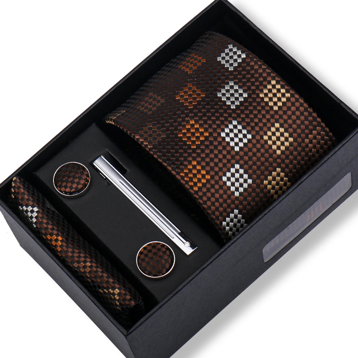 Fashion Elegant Men's Necktie Gift Box Striped Tie Handchief Cufflink Tie Clip 4 pcs Set Wedding Business Party Suit Accessories