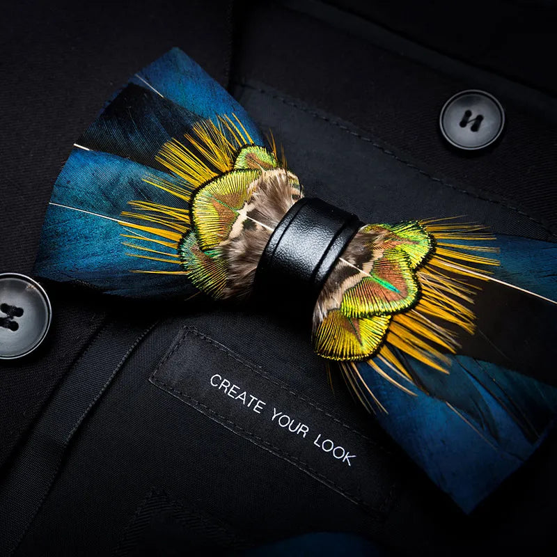 JEMYGINS New Design Men's Wedding Bow Tie Fashion Handmade Feather BowTie Gift for Birthday Party Men Bow Tie Suit Accessories