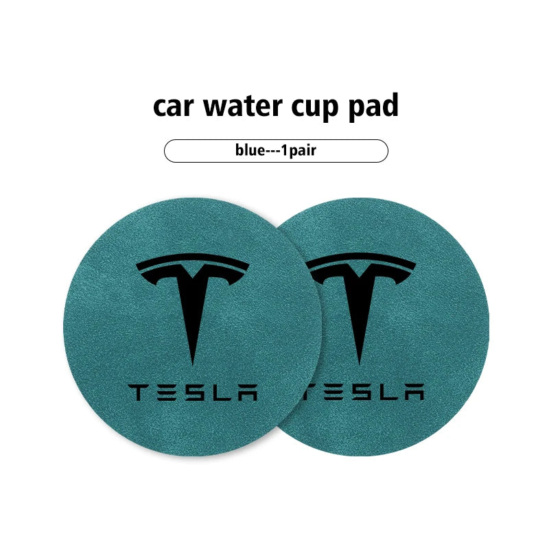 Universal 2pcs Car Cup Pad 7cm Anti-Slip Coaster Bottle Holder For Tesla Model 3 Y S X Roadster Bonina Coil