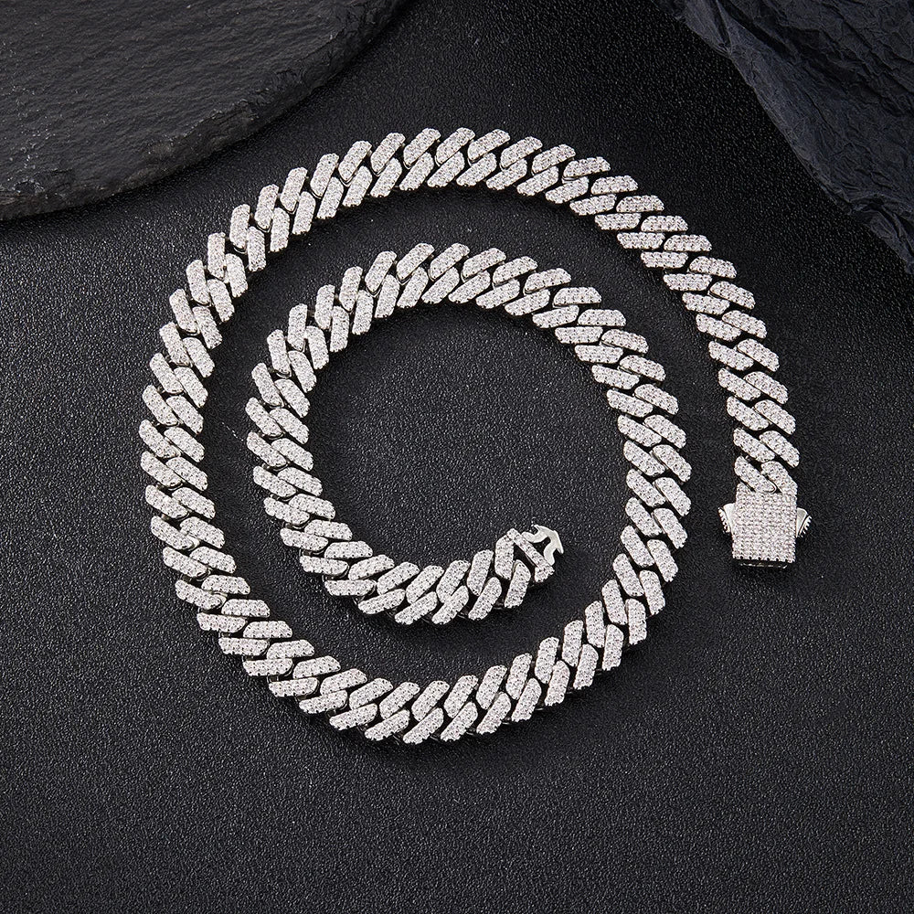 18/20/24inch Cuban Link Chain Hip Hop Men Necklace iced out paris chain 2 Row Rhinestone Paved Miami Rhombus Cuban men Necklace