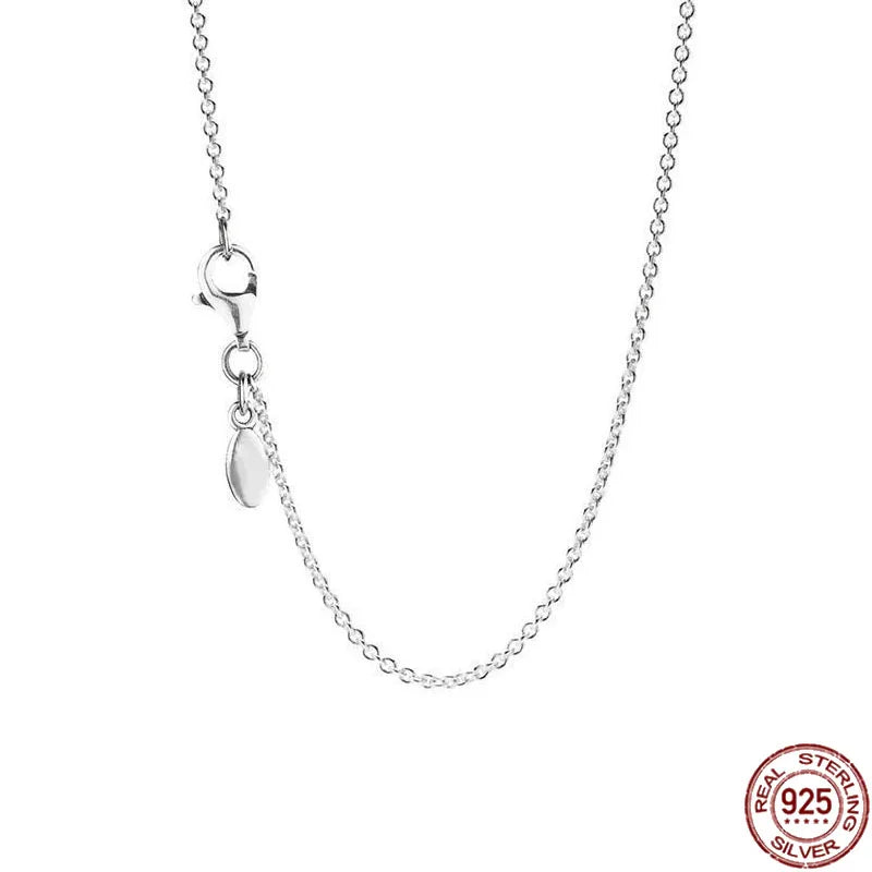 Classic 925 sterling silver shiny round hearts square pendant necklace fit original Pandora pendant DIY couple jewelry gifts