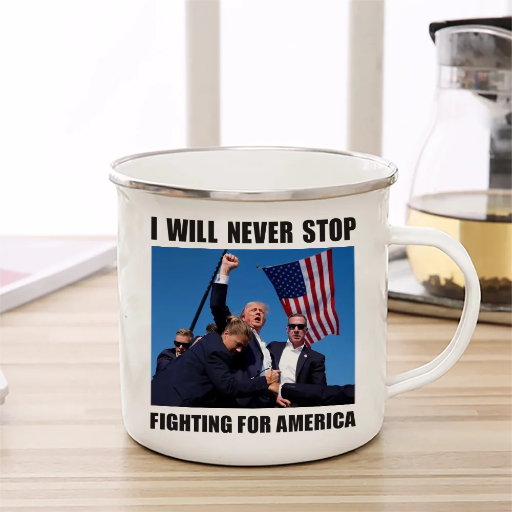 Trump fight 2024 Enamelled cup I will NEVER STOP Coffee Mug 11oz Fun Ceramic Coffee Tea Cocoa Cup Handle Tea Drink Cup