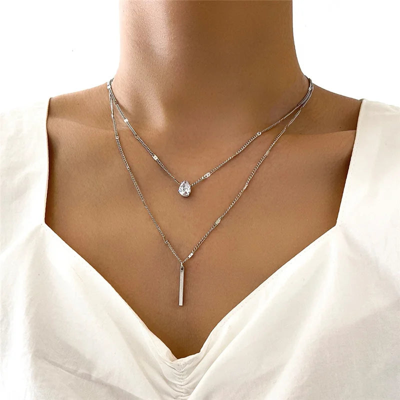 Vintage Double Round Charm Layered Necklace Women's Jewelry Layered Accessories for Girls Gifts Bohemian Fashion Pendant 2023
