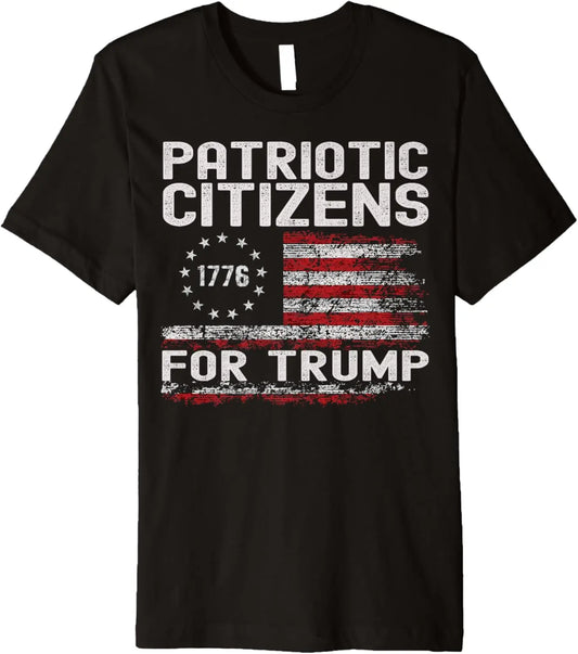 Patriotic Citizens for Trump 2024, Funny Election USA Flag Premium T-Shirt 100% cotton