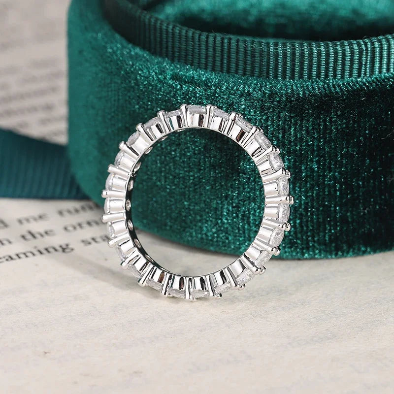925 Silver Plated Ring for Women Exquisite Full Diamond Zircon Ring High Quality Party Jewelry Anniversary Gift