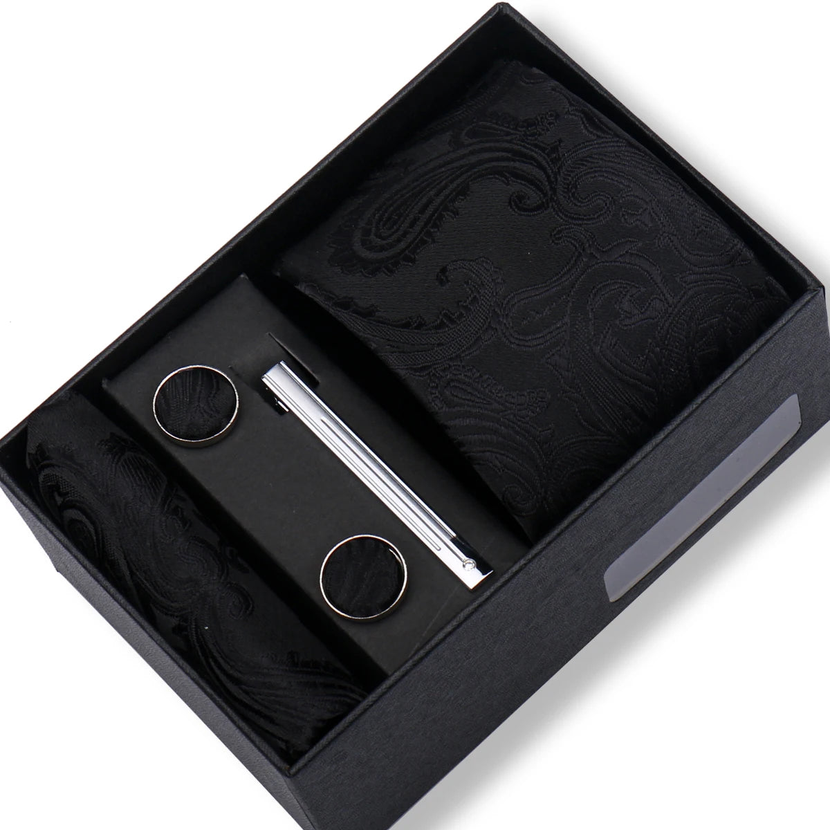 Fashion Elegant Men's Necktie Gift Box Striped Tie Handchief Cufflink Tie Clip 4 pcs Set Wedding Business Party Suit Accessories