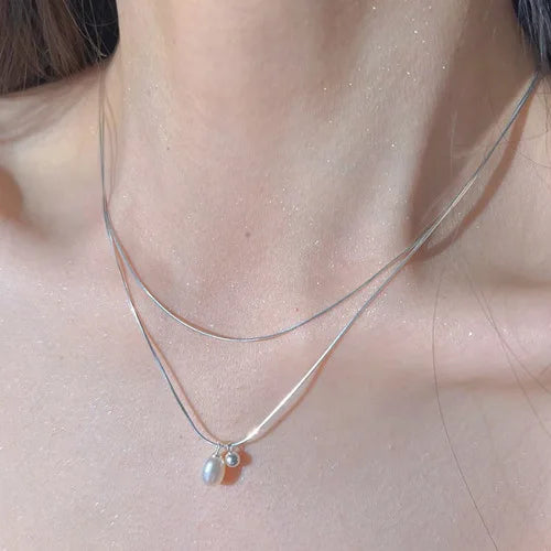 2024 New Women's Pearl Necklace Kpop Gold Color Beads Pendant Necklaces Goth Double Layer Chain Choker for Women Fashion Jewelry