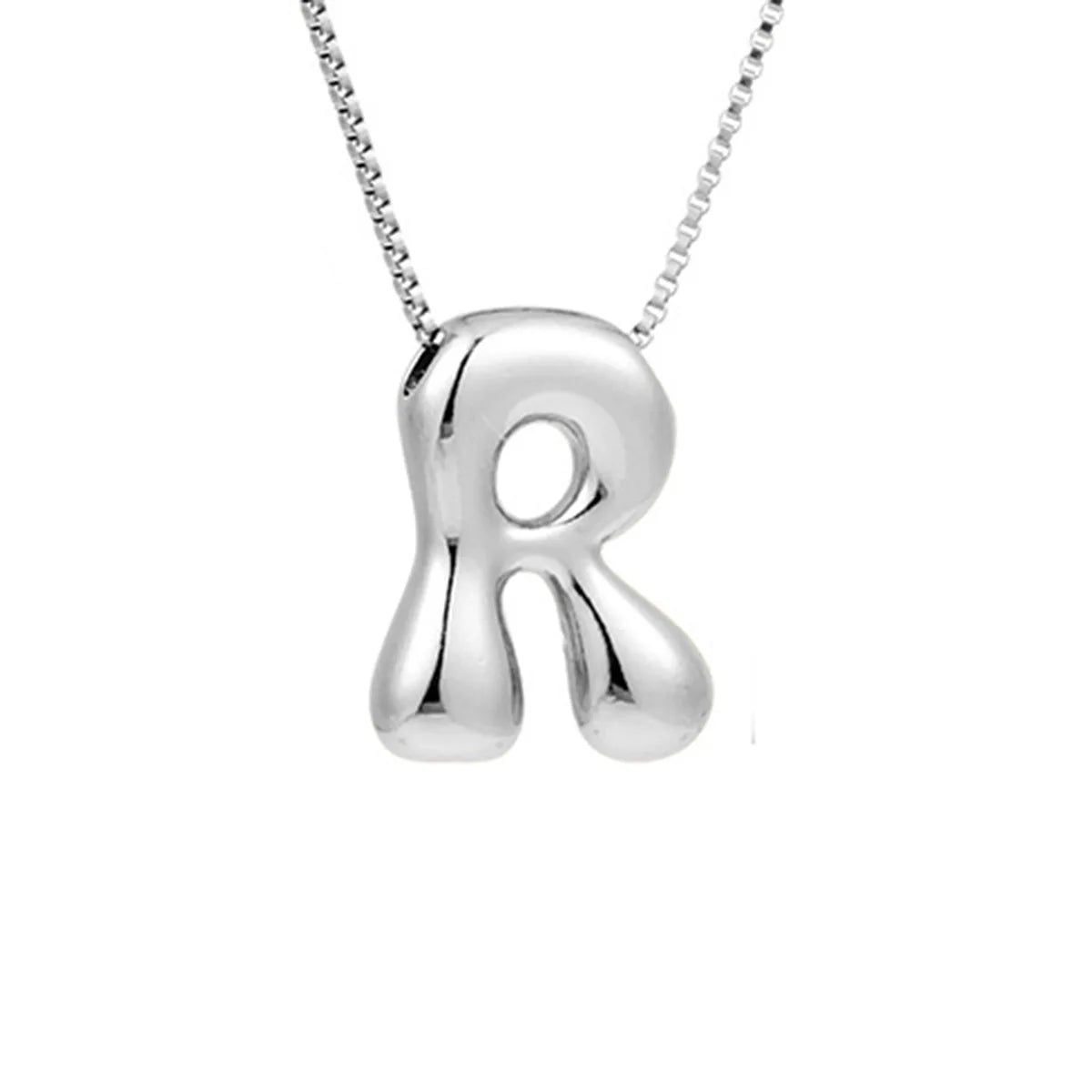 Creative A-Z Balloon Bubble Letter pendant Necklace for Women Silver Plated Chunky Initial Necklaces Jewelry Birthday Gift