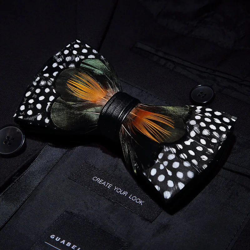 JEMYGINS New Design Men's Wedding Bow Tie Fashion Handmade Feather BowTie Gift for Birthday Party Men Bow Tie Suit Accessories
