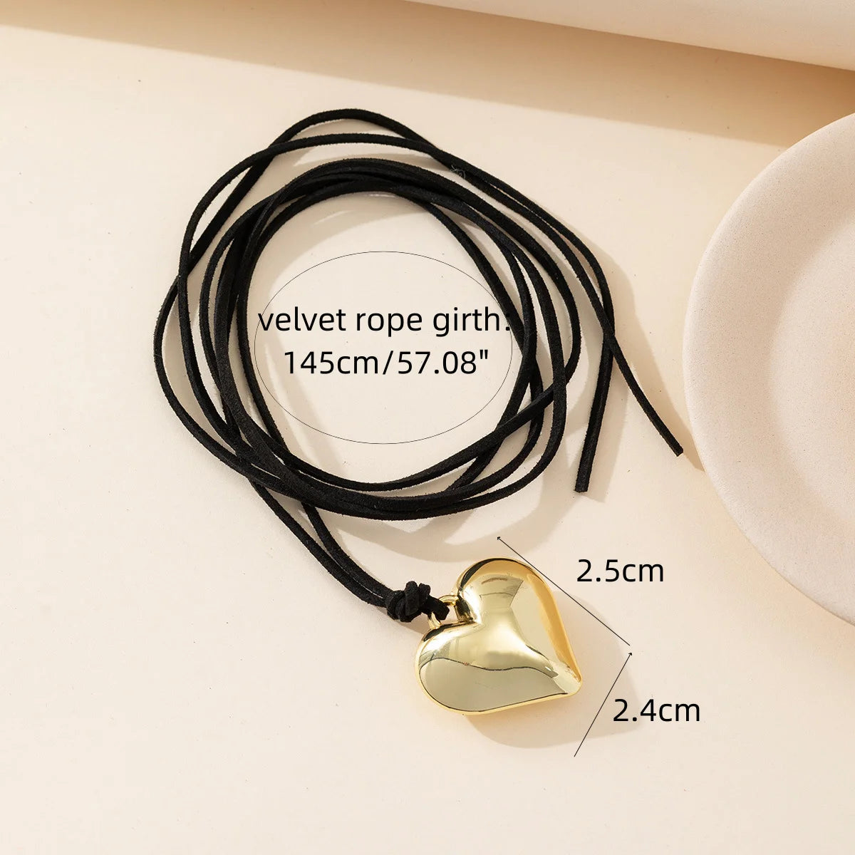 New Goth Black Velvet Big Heart Pendant Choker Necklace for Women Elegant Weave Knotted Bowknot Adjustable Chain Jewelry
