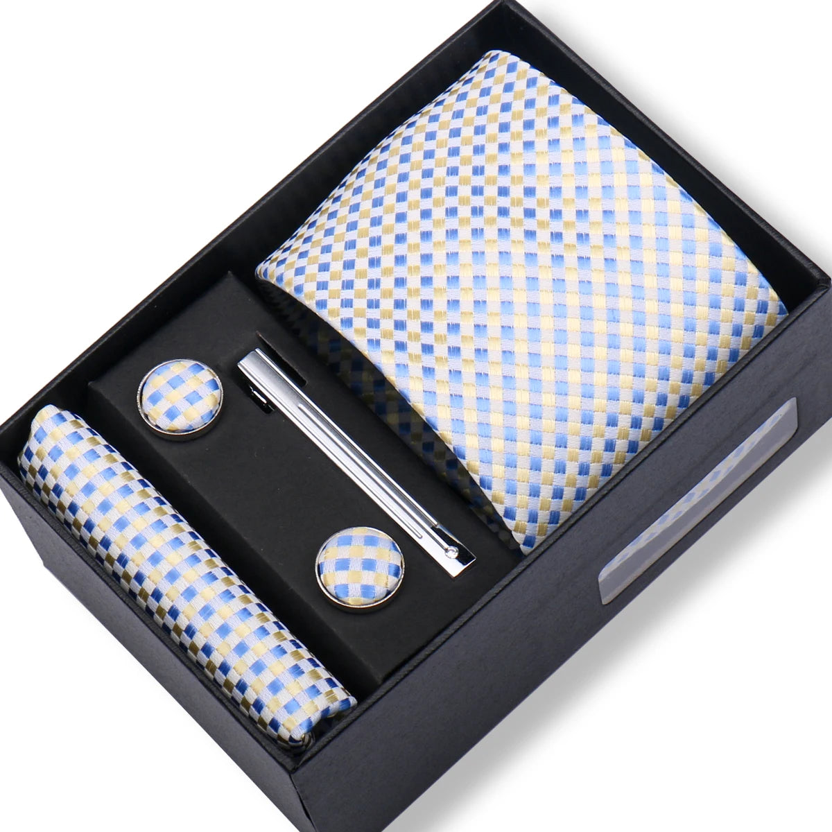 Fashion Elegant Men's Necktie Gift Box Striped Tie Handchief Cufflink Tie Clip 4 pcs Set Wedding Business Party Suit Accessories