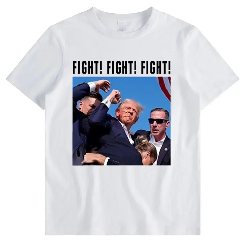 Summer men's Trump assassination: Funny printed T-shirt, comfortable clothing, short-sleeved top