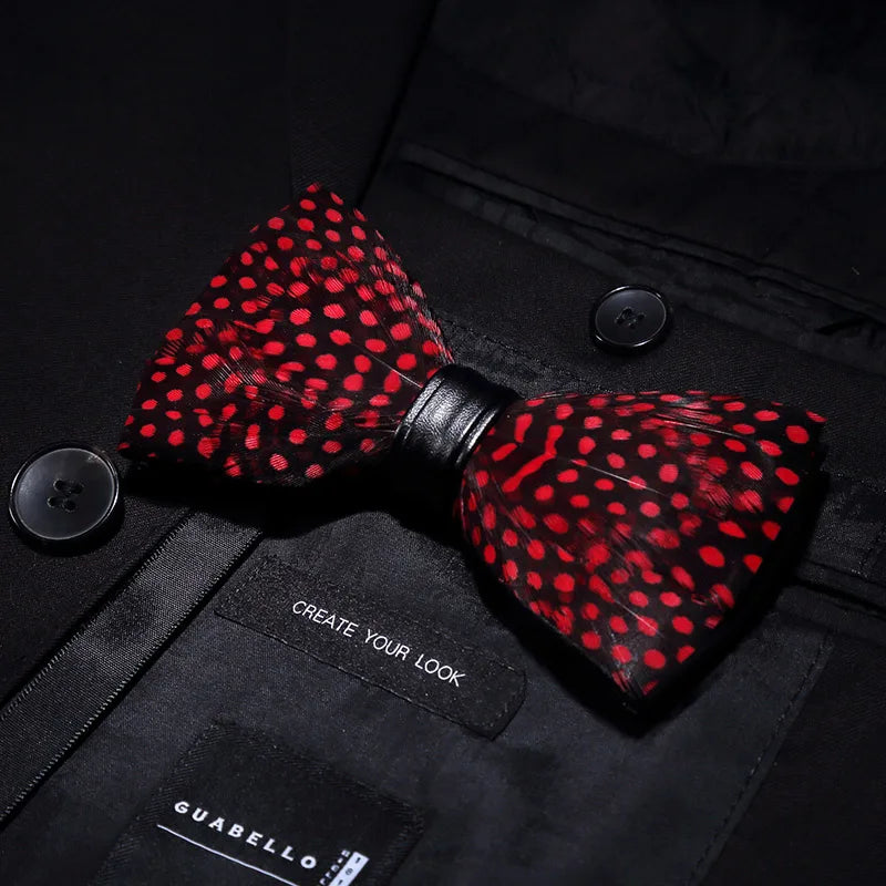 JEMYGINS New Design Men's Wedding Bow Tie Fashion Handmade Feather BowTie Gift for Birthday Party Men Bow Tie Suit Accessories