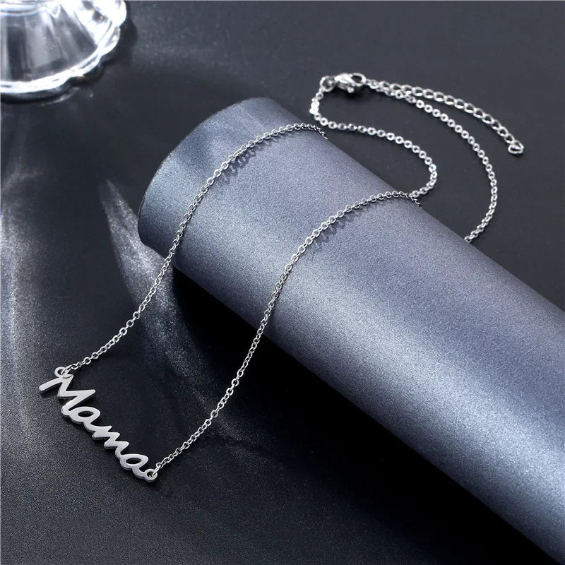 Mama Letter Pendant Necklace For Women Mom Mother's Day Clavicle Chain Choker Stainless Steel Jewelry Minimal Gift