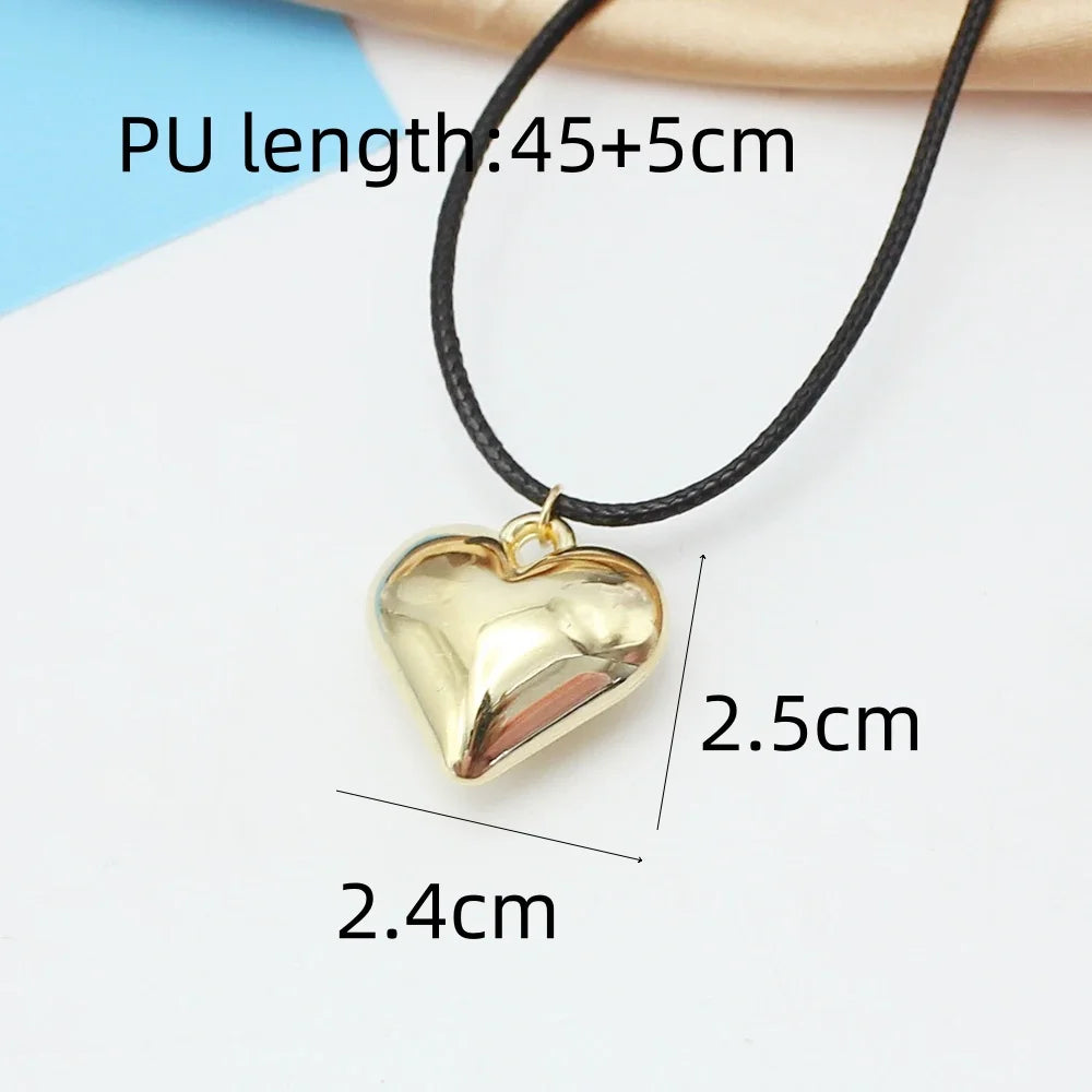 Punk Goth Black Velvet Big Heart Pendant Choker Necklace for Women Elegant Weave Knotted Bowknot Adjustable Chain Jewelry