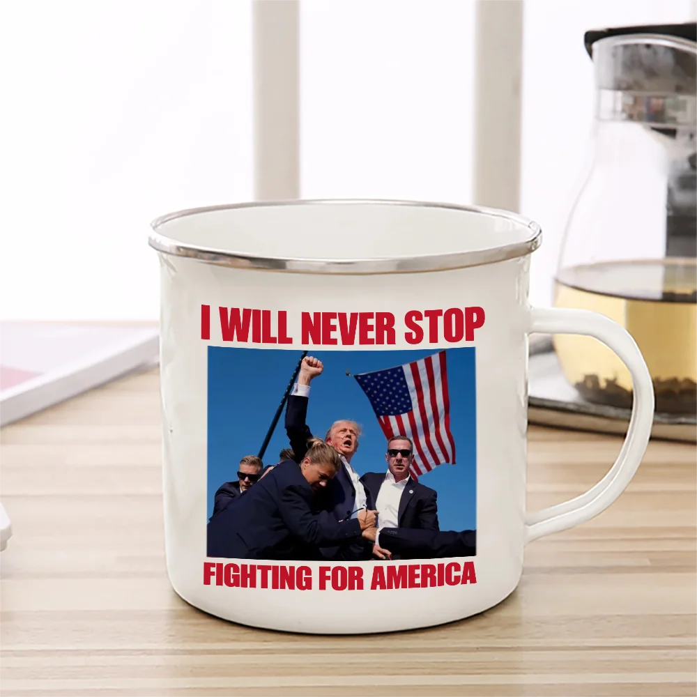 Trump fight 2024 Enamelled cup I will NEVER STOP Coffee Mug 11oz Fun Ceramic Coffee Tea Cocoa Cup Handle Tea Drink Cup