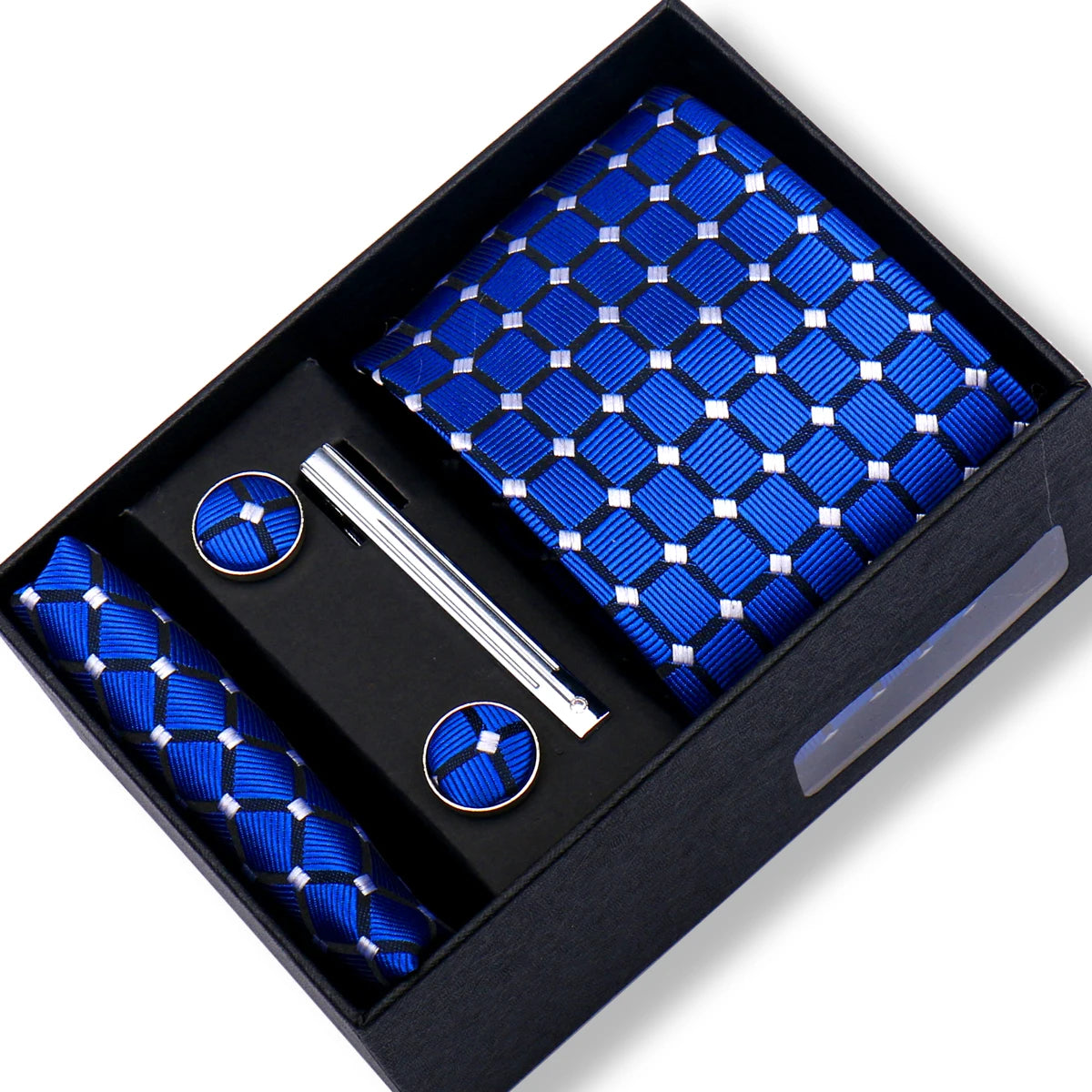 Fashion Elegant Men's Necktie Gift Box Striped Tie Handchief Cufflink Tie Clip 4 pcs Set Wedding Business Party Suit Accessories