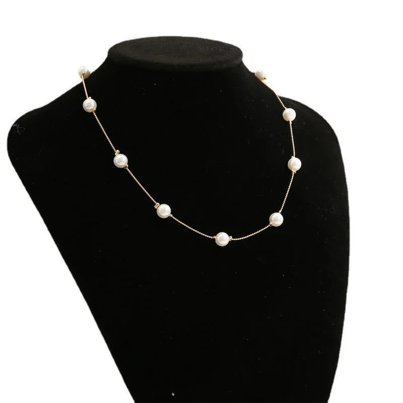 New Beads Women's Neck Chain Kpop Pearl Choker Necklace Gold Color Goth Chocker Jewelry On The Neck Pendant 2024 Collar For Girl