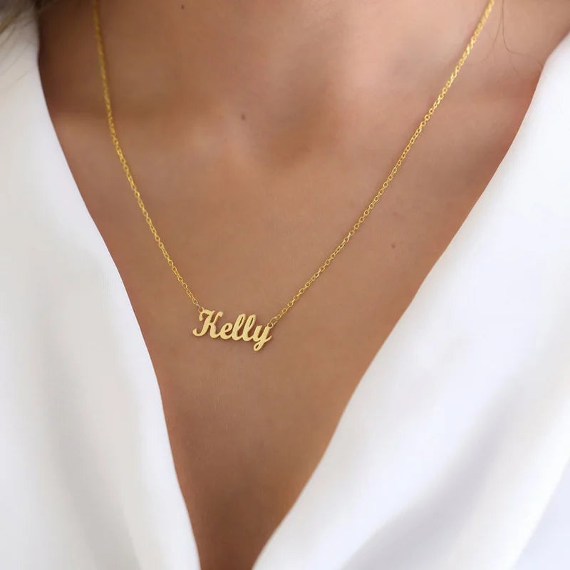 Customized 925 Sterling Silver Name Necklace For Women Personalized Custom Nameplate Jewelry Birthday Gift